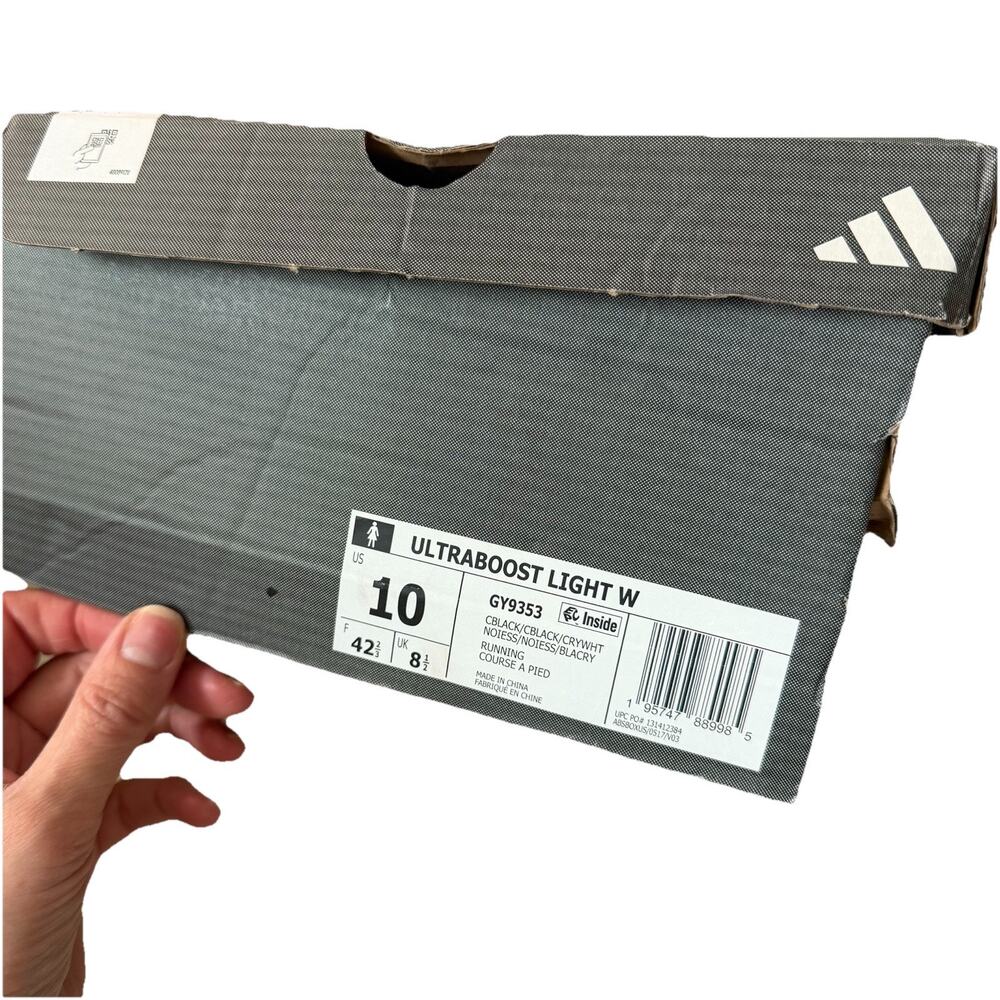 Adidas Womens 10 Ultraboost Light Sneakers Black White Running Shoes Lace Up Box - Picture 3 of 15